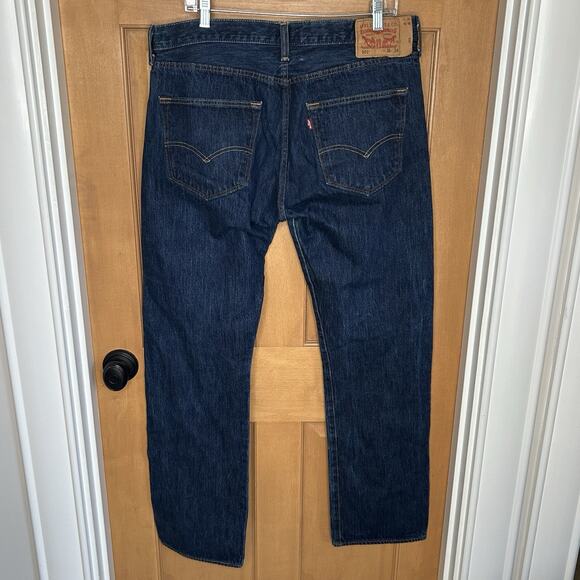 Levi's 501 Button Fly Jeans Men's 36x34 Straight Leg Dark Wash *Inseam 33 - Picture 2 of 6